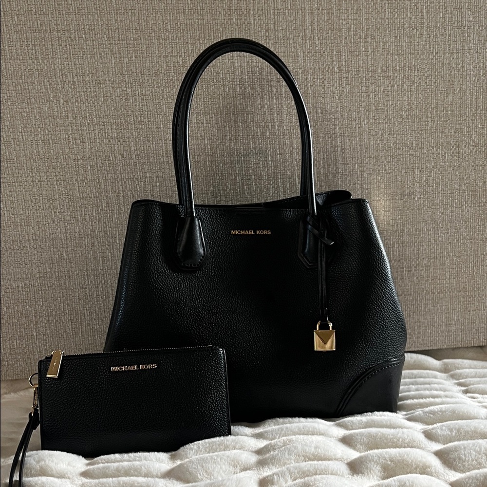 Michael Kors Black Satchel and Wallet Set